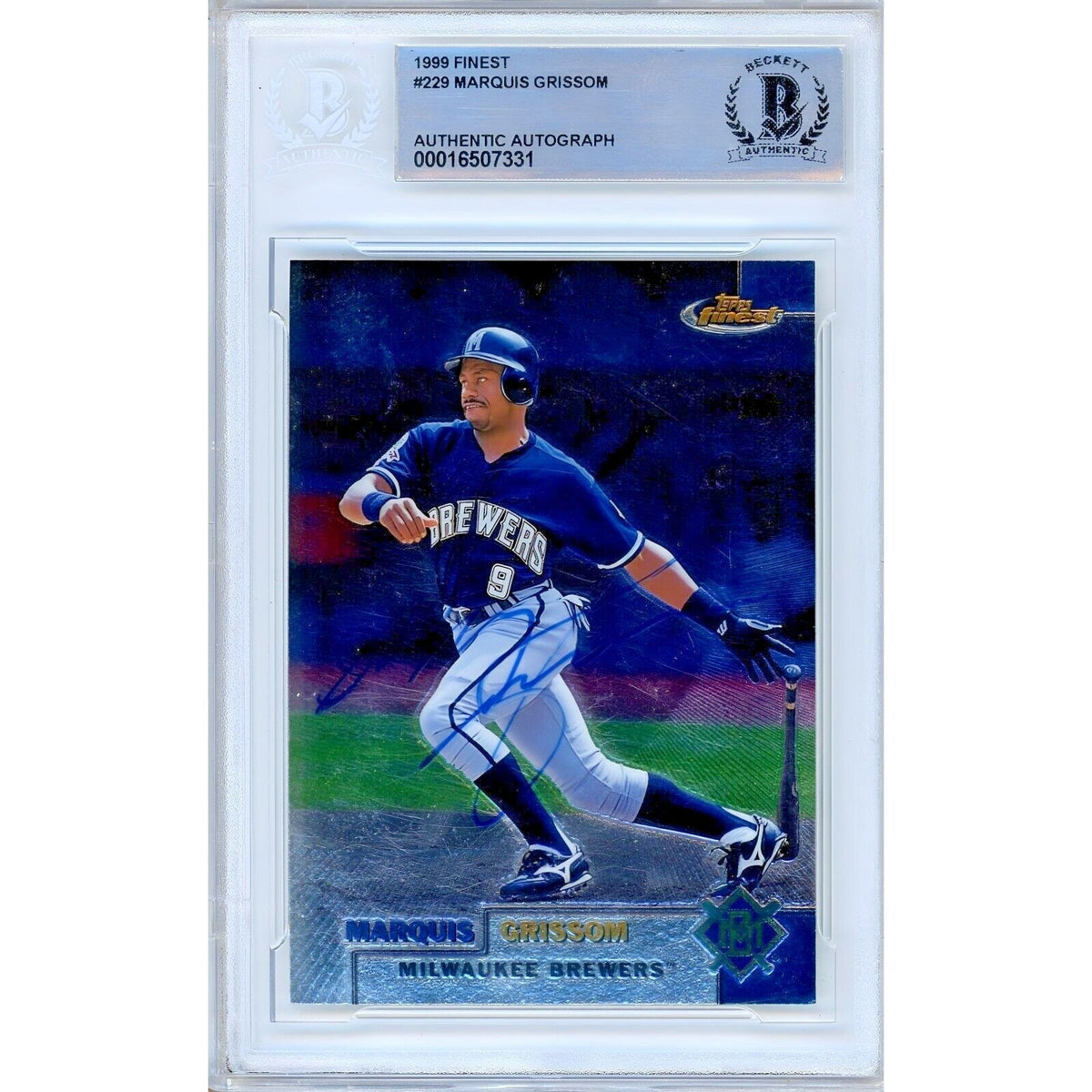 Marquis Grissom Milwaukee Brewers Signed Autographed Trading Card Beckett BAS