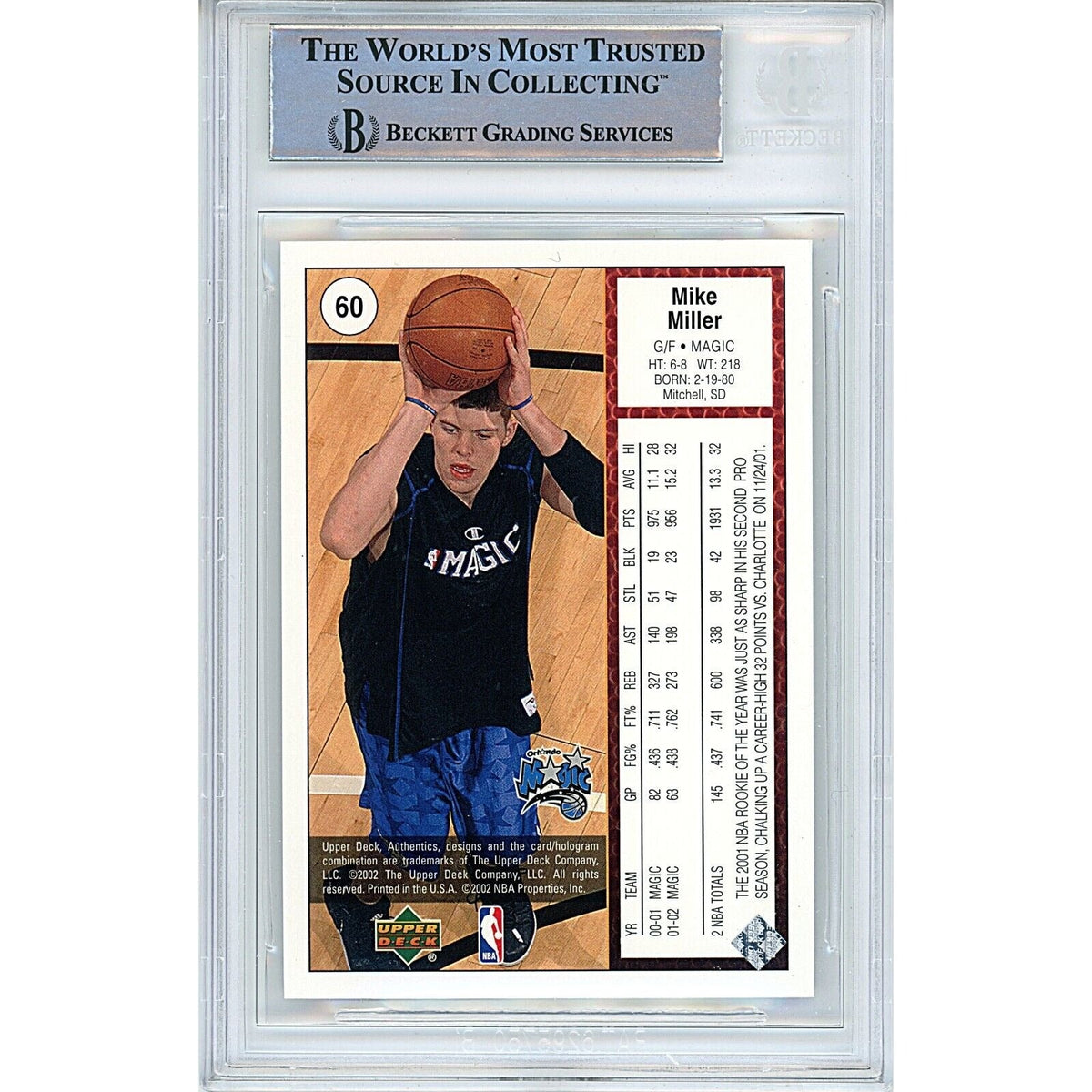 Mike Miller Orlando Magic Signed Trading Card Beckett BAS