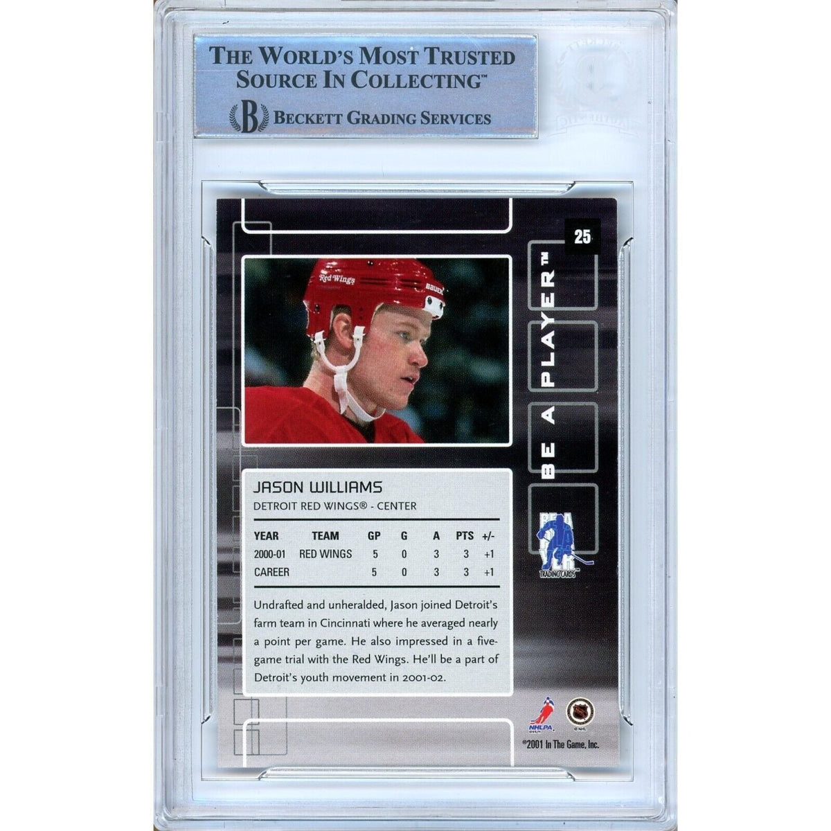 Jason Williams Detroit Red Wings Signed Trading Card Beckett BAS
