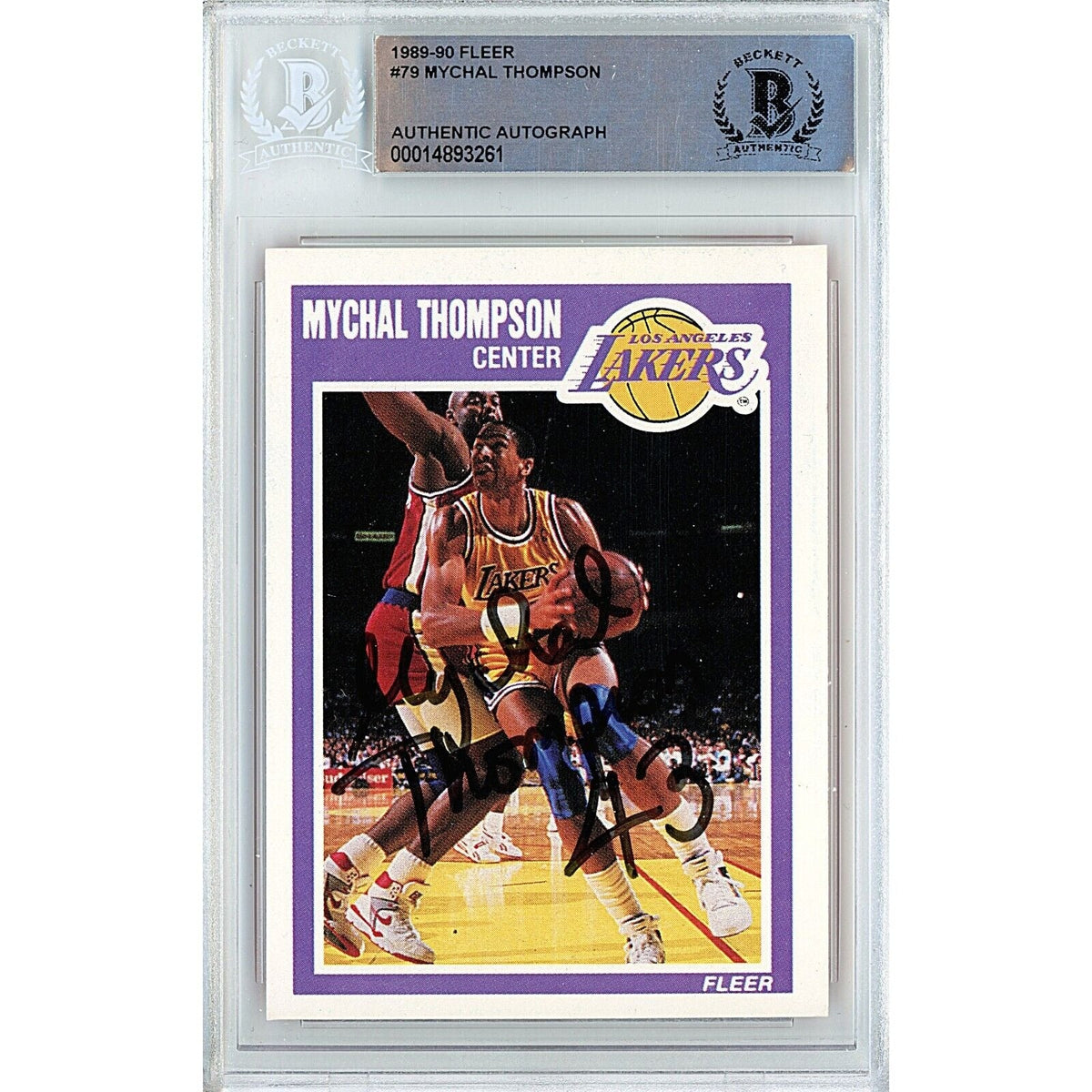 Mychal Thompson Los Angeles Lakers Autographed Trading Card Beckett BAS