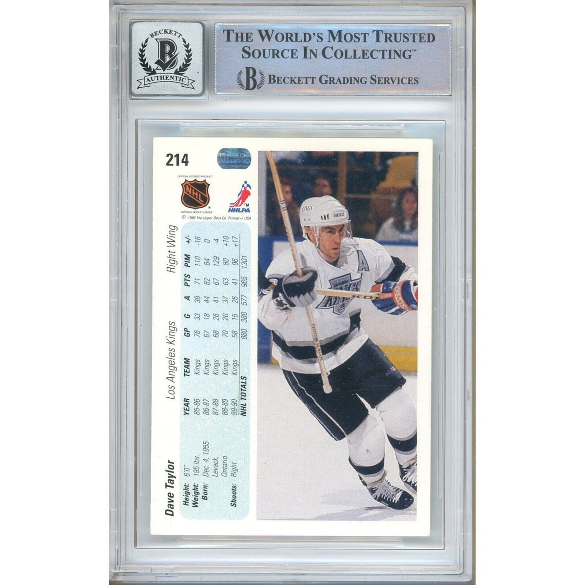 Dave Taylor Upper Deck Signed Trading Card Beckett BGS