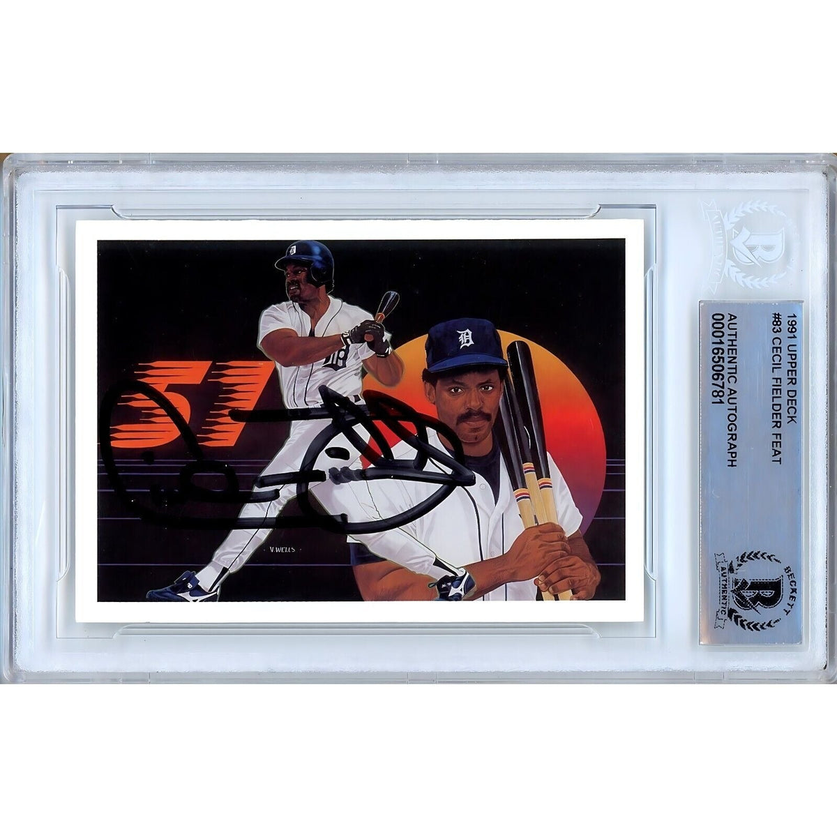 Cecil Fielder Upper Deck Autographed Trading Card Beckett BAS