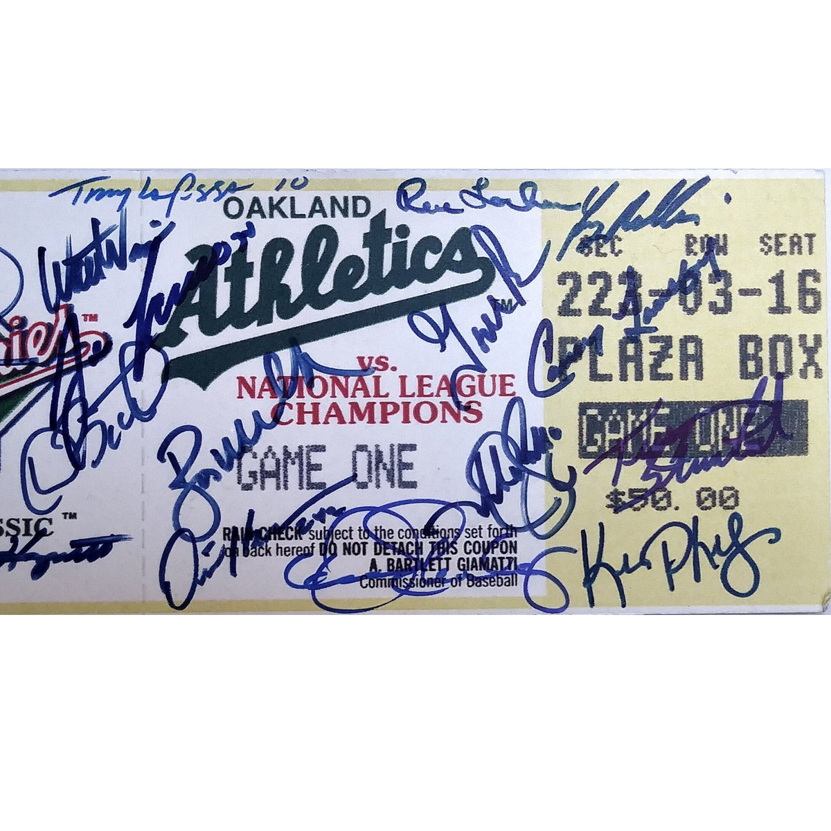Oakland Athletics Signed World Series Auto Cut Signature Beckett BAS