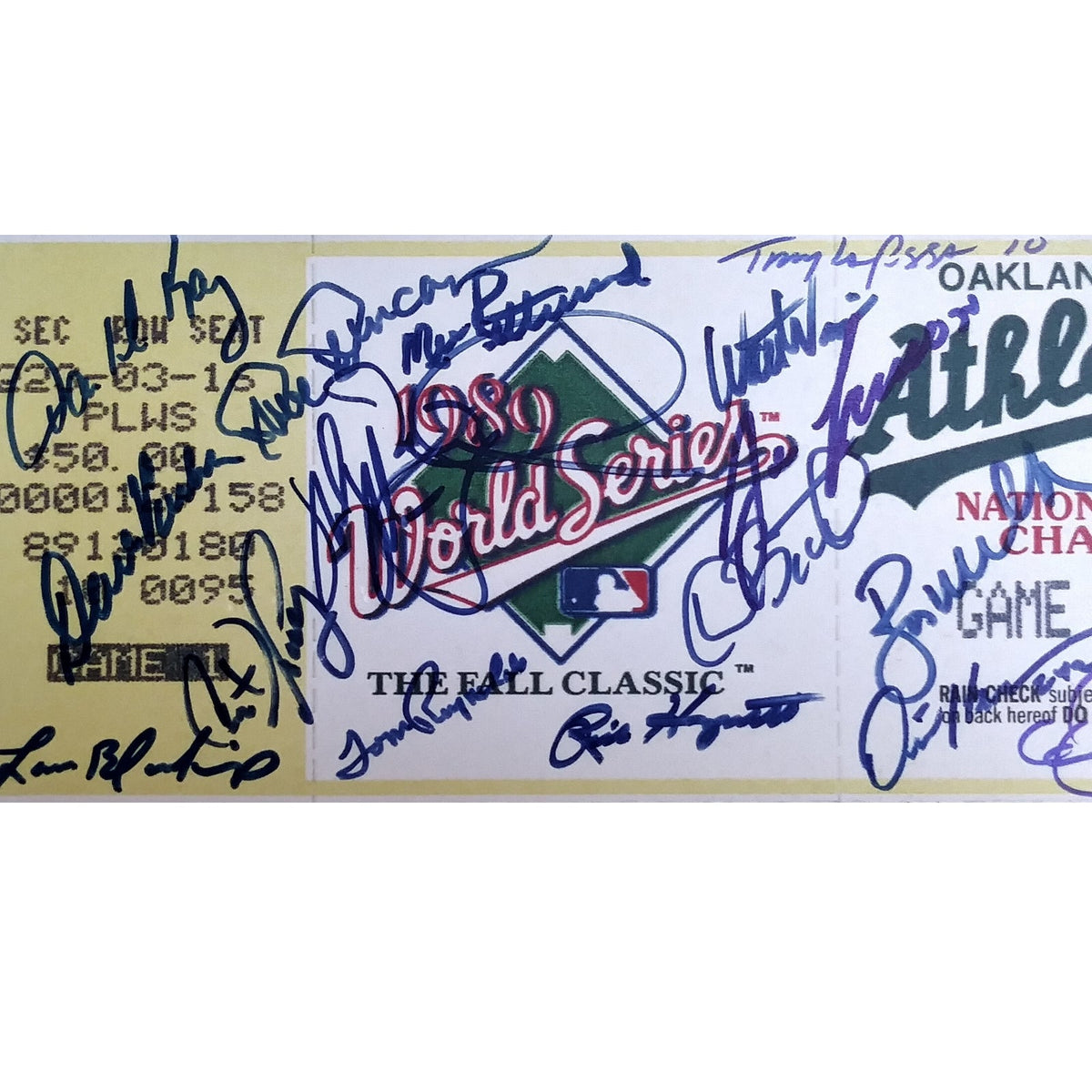 Oakland Athletics Signed World Series Autographed Cut Signature Beckett BAS