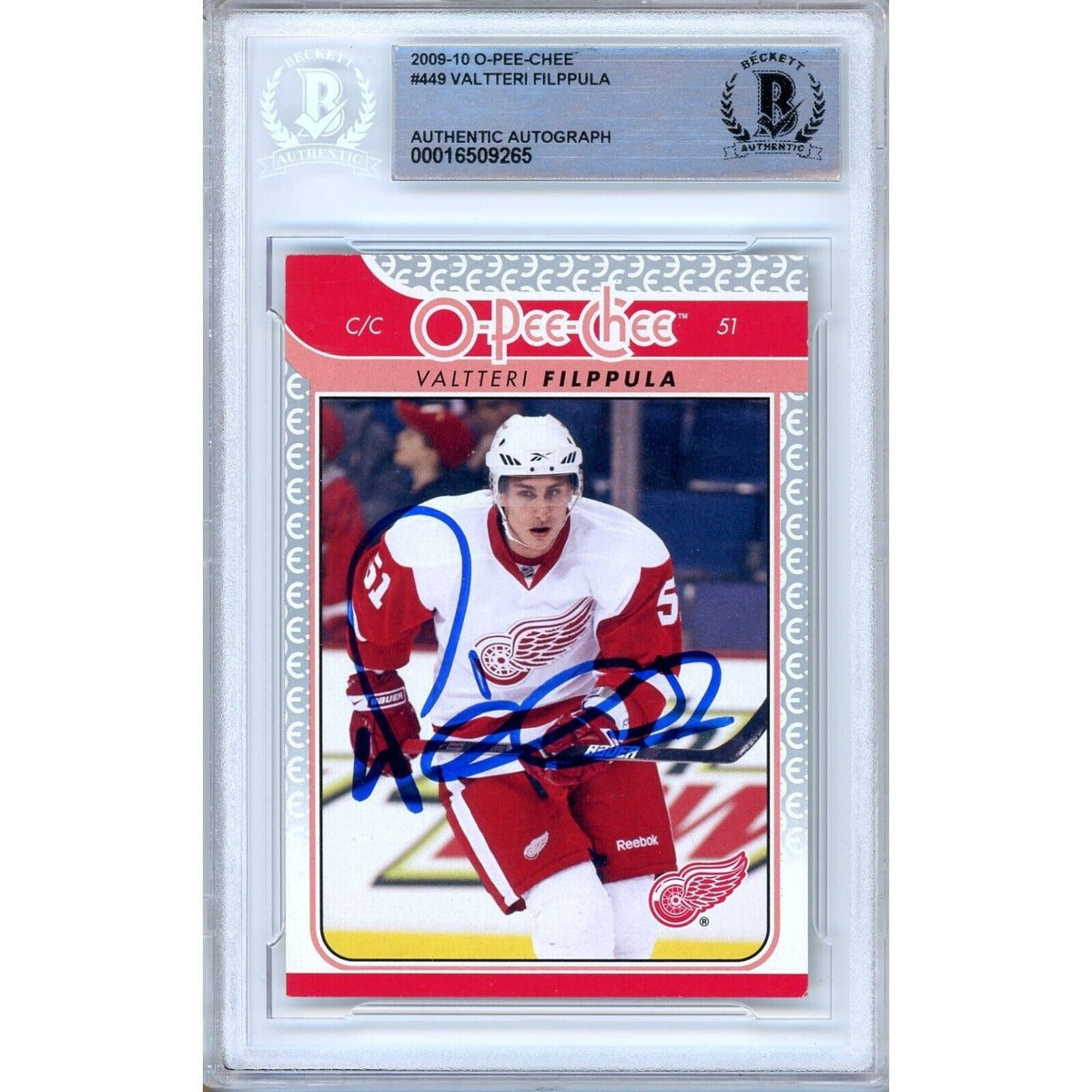 Valtteri Filppula Detroit Red Wings Autographed Trading Card Beckett BAS