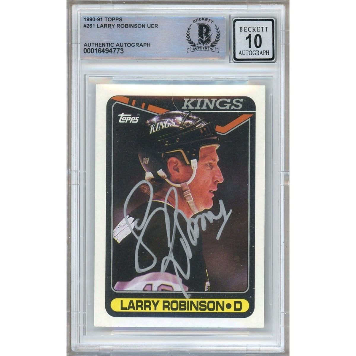 Larry Robinson Los Angeles Kings Autographed Trading Card Beckett BGS