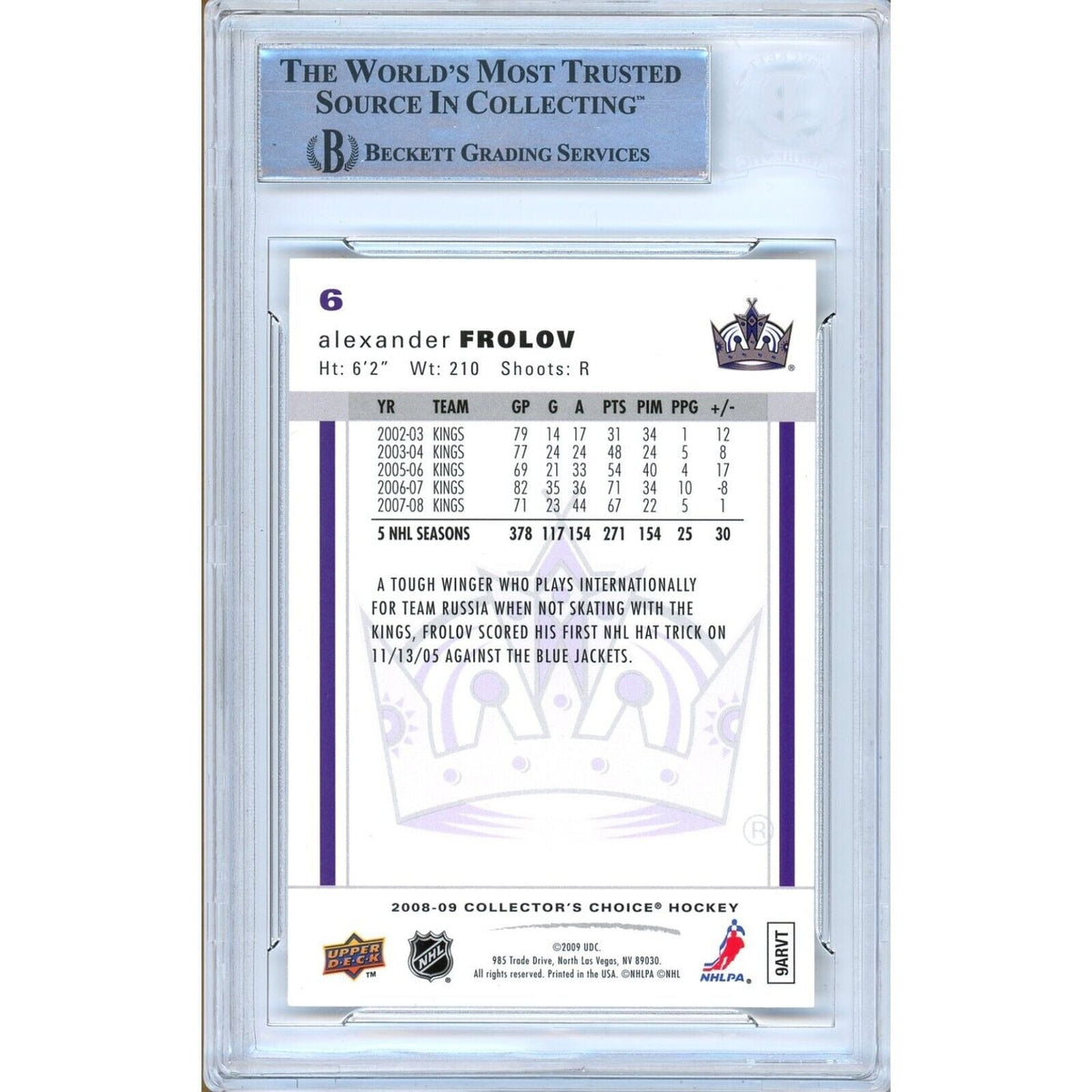 Alexander Frolov Collectors Choice Signed Trading Card Beckett BAS