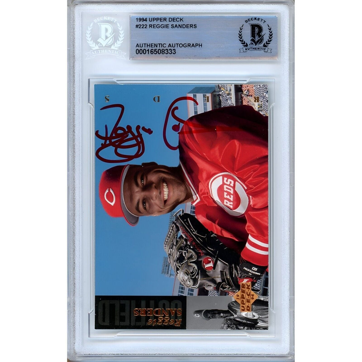 Reggie Sanders Cincinnati Reds Signed Trading Card Beckett BAS