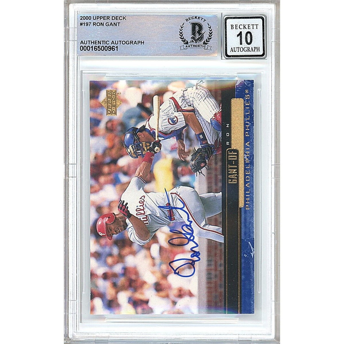 Ron Gant Phillies Signed Trading Card Beckett BGS