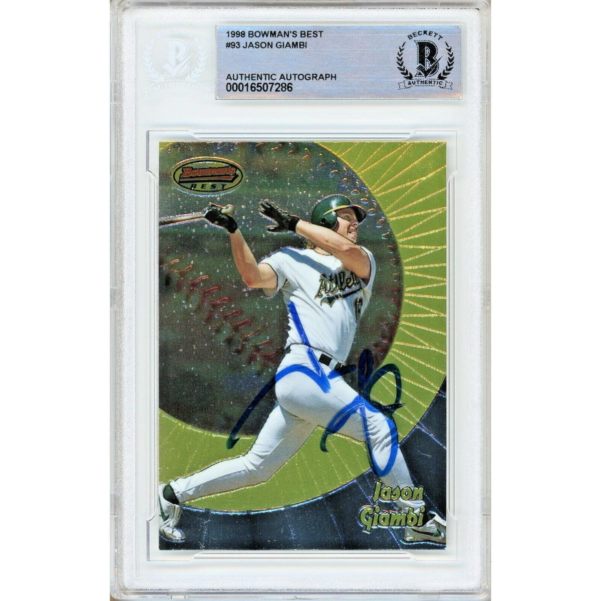 Jason Giambi Bowman Best Autographed Trading Card Beckett BAS