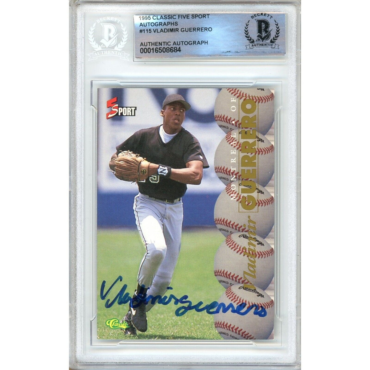 Vladimir Guerrero Montreal Expos Signed Autographed Trading Card Beckett BAS