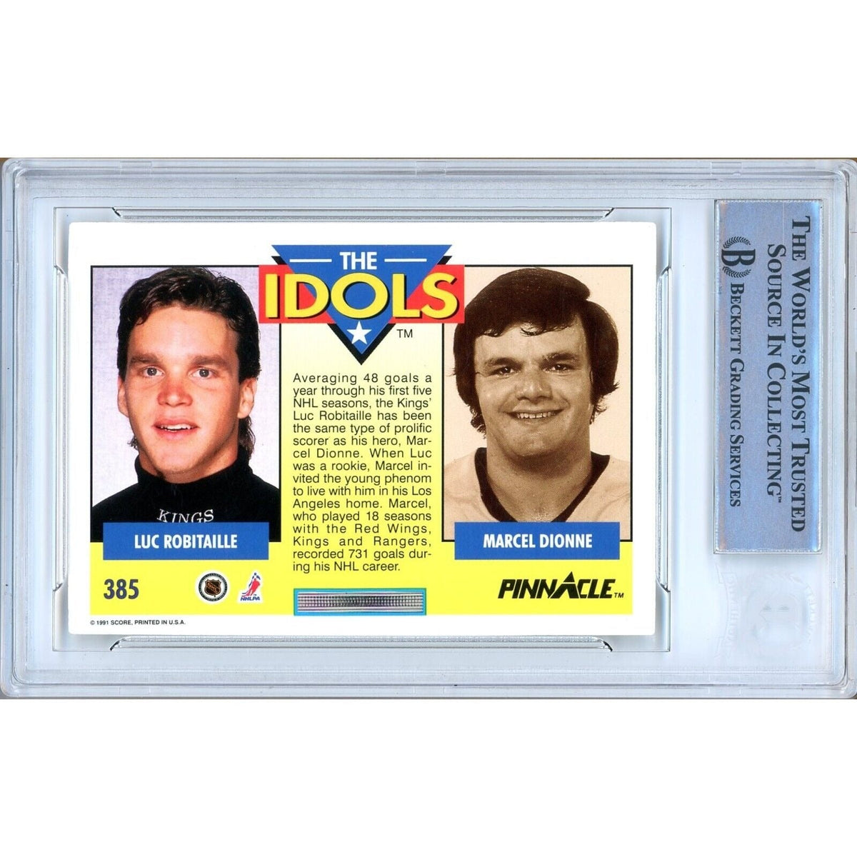 Luc Robitaille Pinnacle Idols Signed Trading Card Beckett BAS
