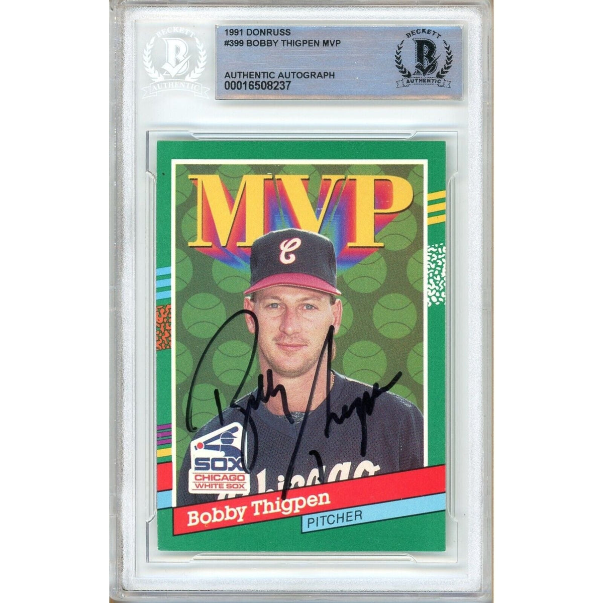 Bobby Thigpen White Sox Autographed Trading Card Beckett BAS