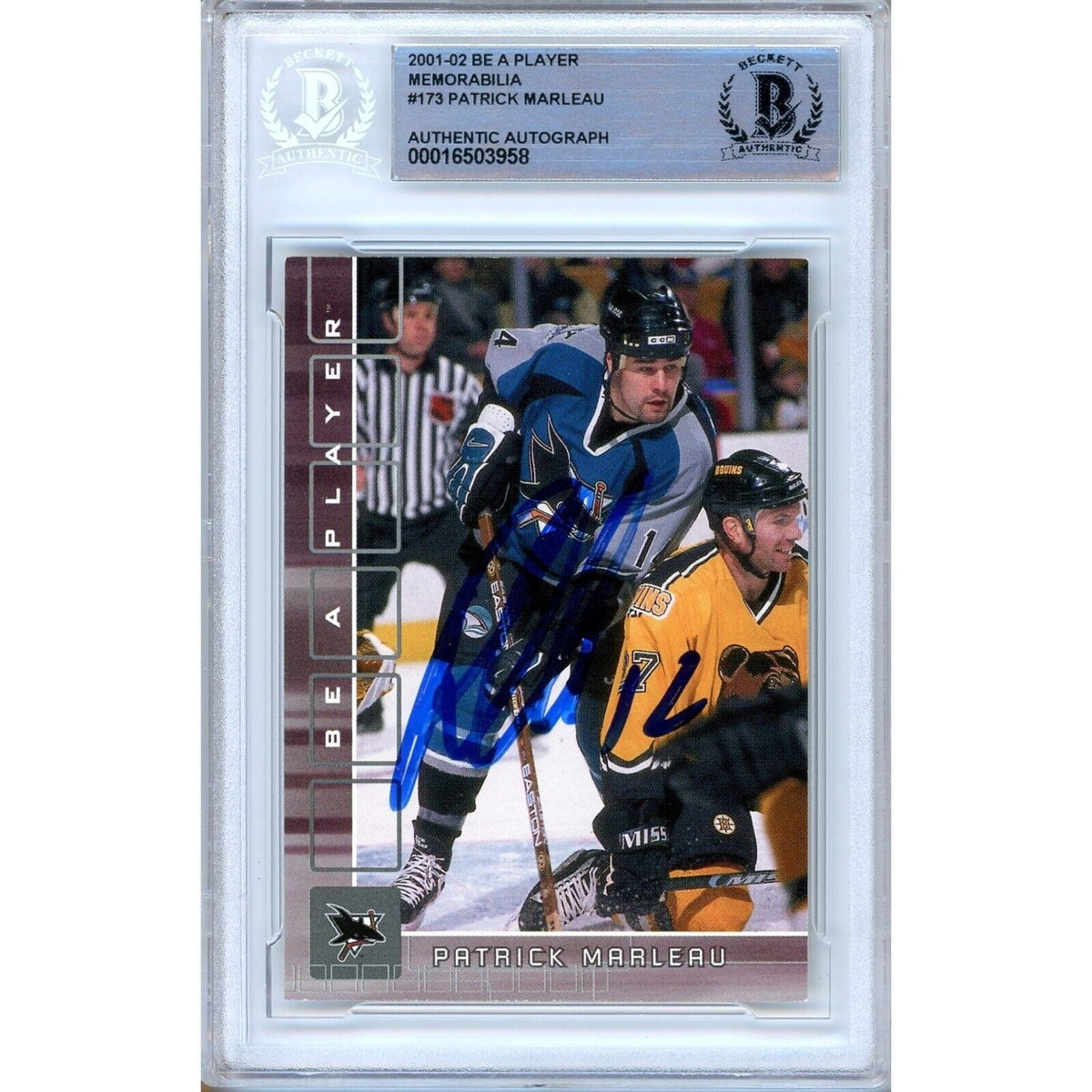 Patrick Marleau San Jose Sharks Autographed Trading Card Beckett BAS