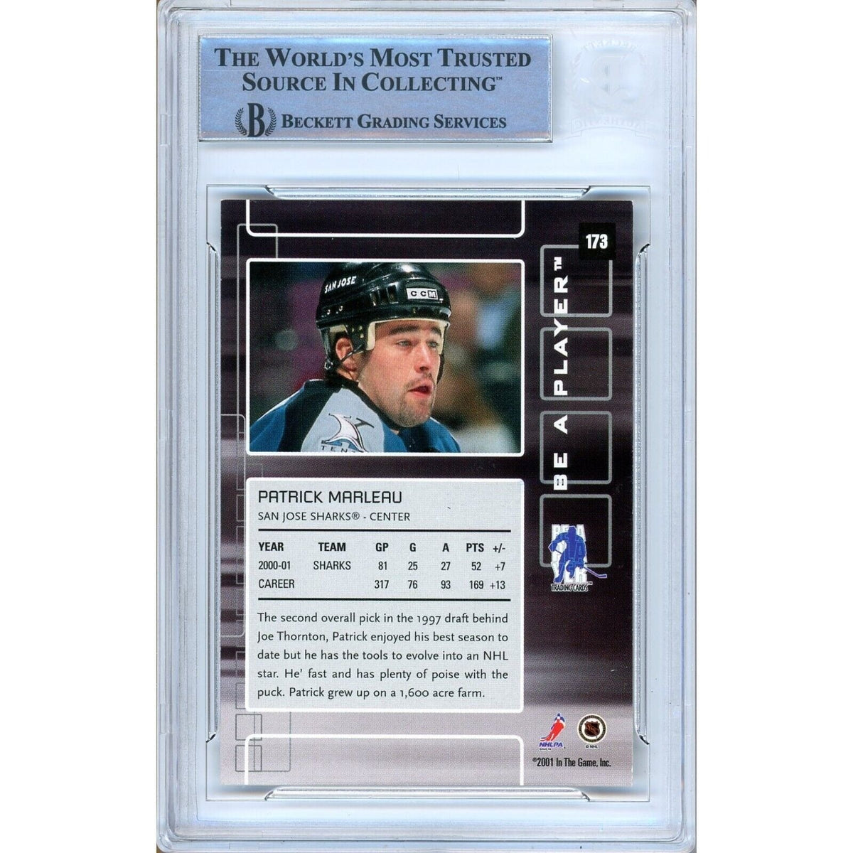 Patrick Marleau San Jose Sharks Signed Trading Card Beckett BAS