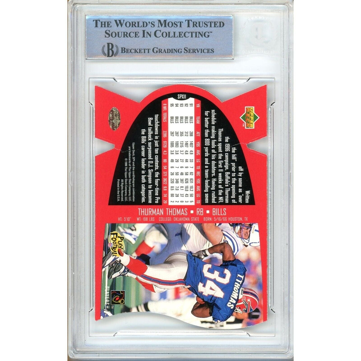 Thurman Thomas Buffalo Bills Signed Auto Trading Card Beckett BAS