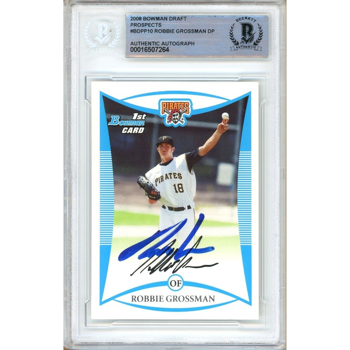 Robbie Grossman Pittsburgh Pirates Signed Autographed Trading Card Beckett BAS