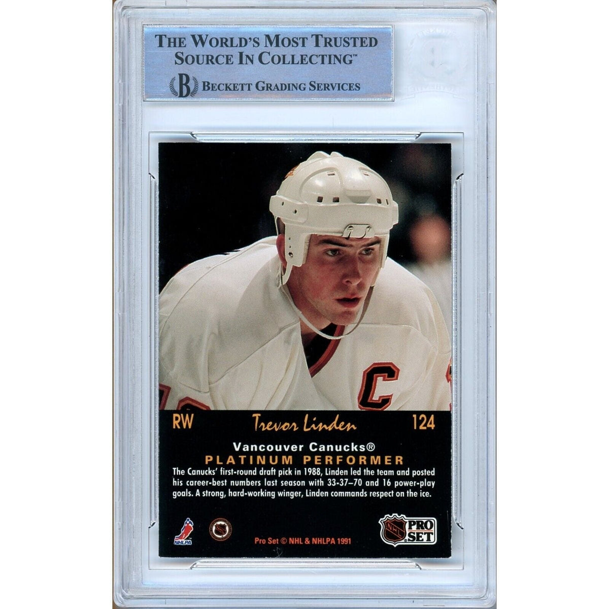 Trevor Linden Vancouver Canucks Signed Autograph Trading Card Beckett BAS