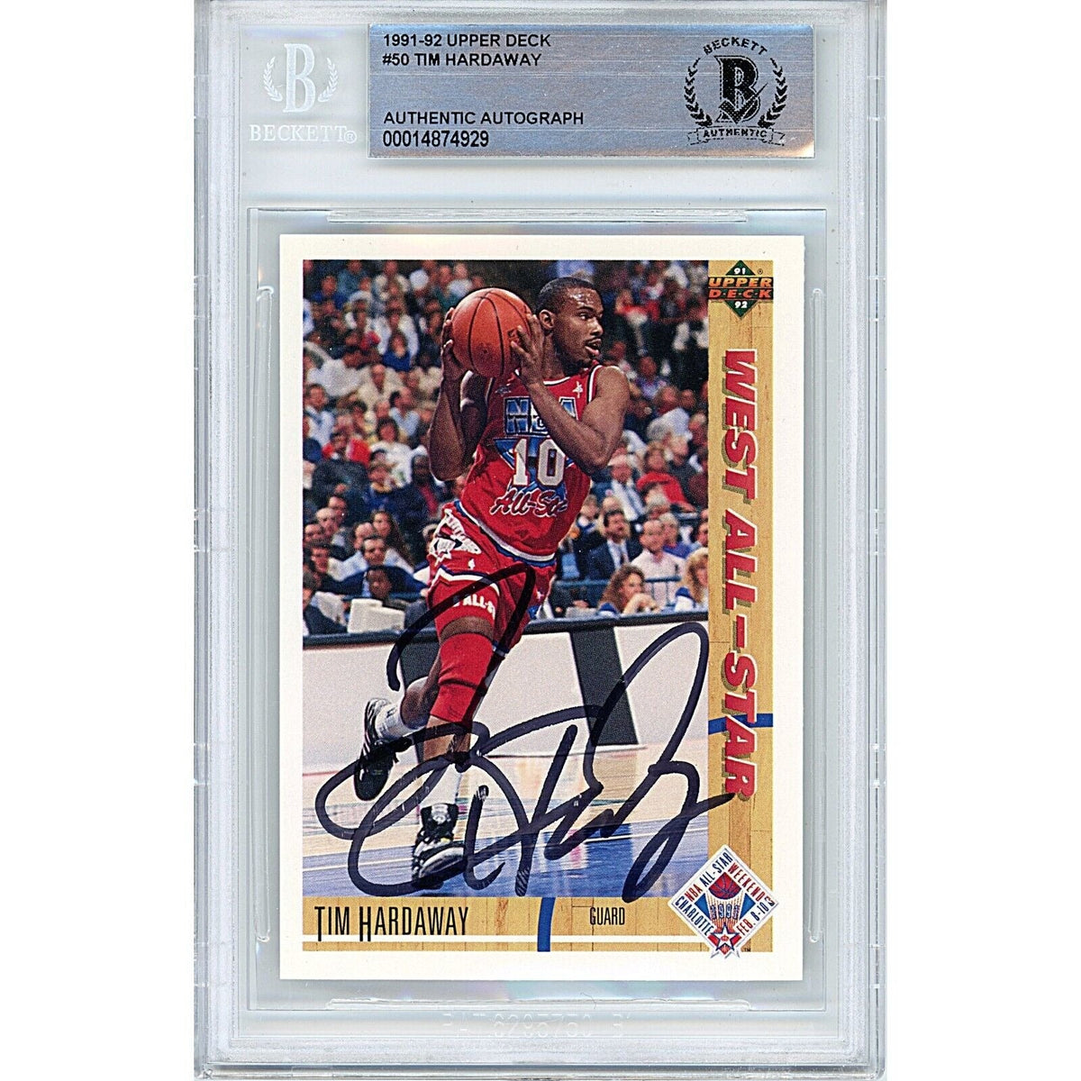 Tim Hardaway Golden State Warriors Autographed Trading Card Beckett BAS