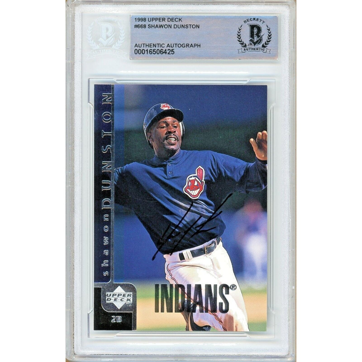 Shawon Dunston Cleveland Indians Signed Autographed Trading Card Beckett BAS