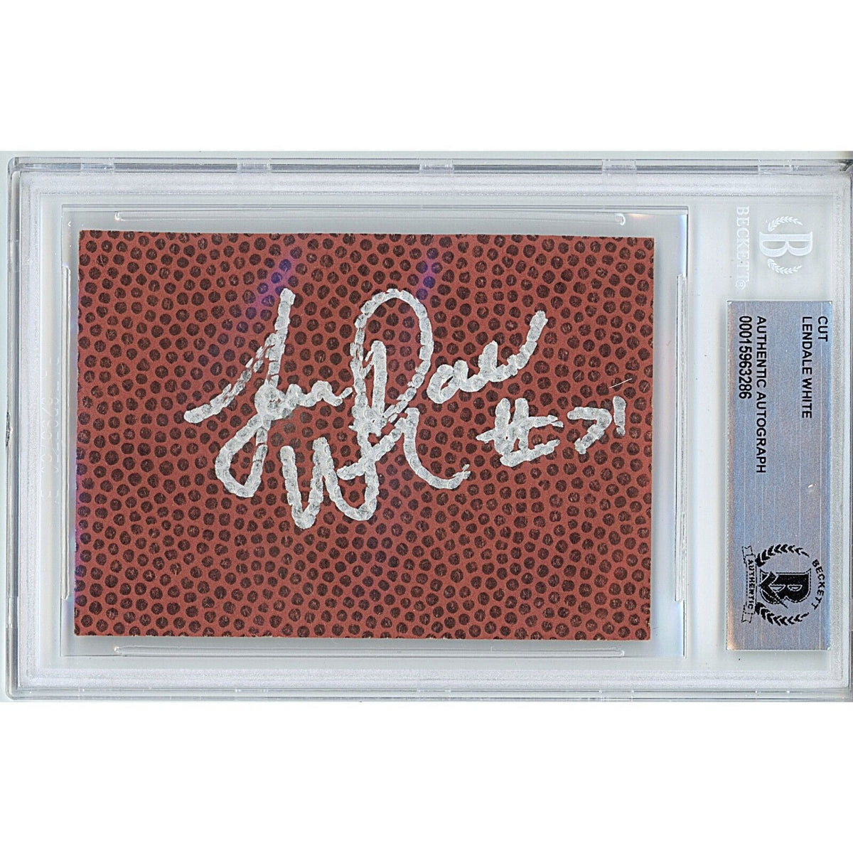 Lendale White Autographed Football Signature Cut Beckett BAS