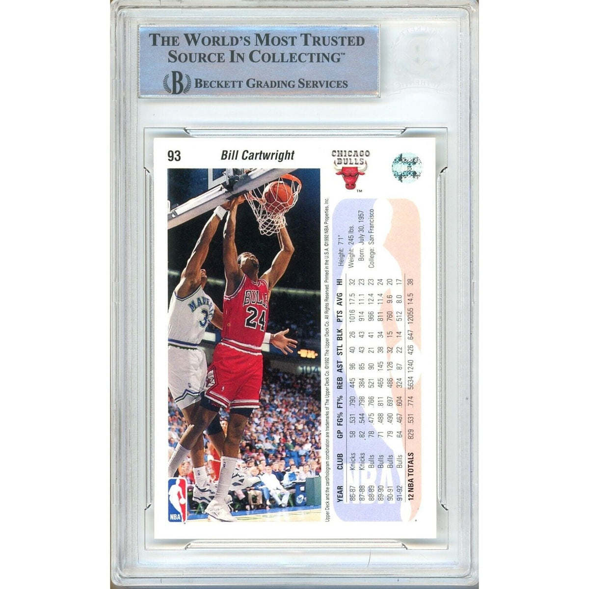 Bill Cartwright Upper Deck Signed Trading Card Beckett BAS