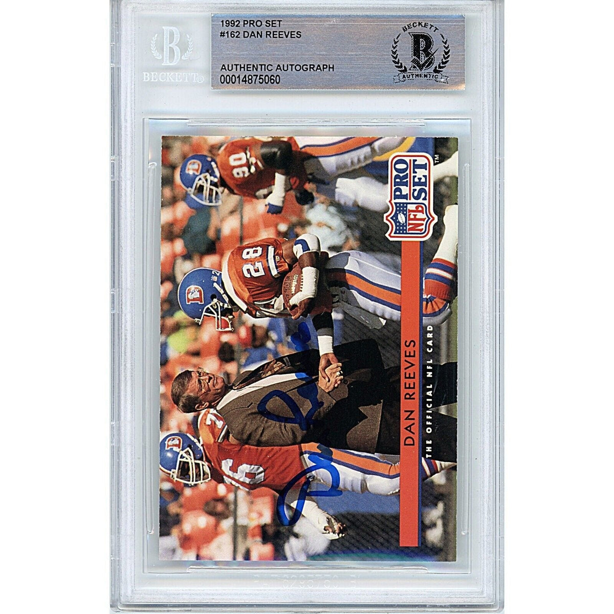 Dan Reeves Pro Set Signed Trading Card Beckett BAS