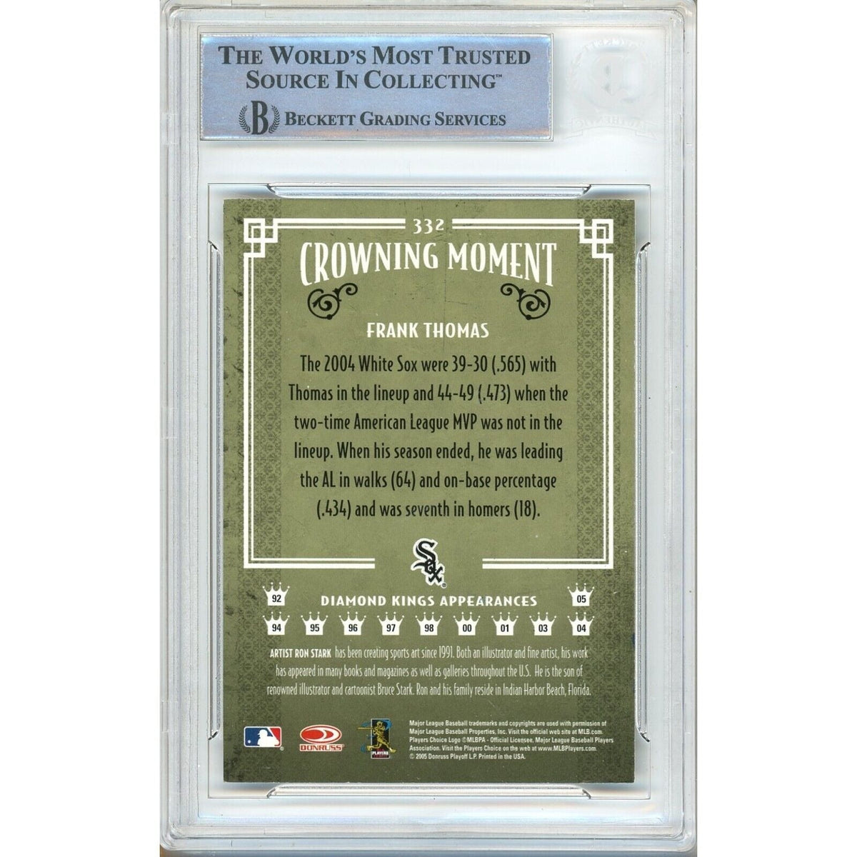 Frank Thomas Donruss Diamond Kings Signed Trading Card Beckett BAS
