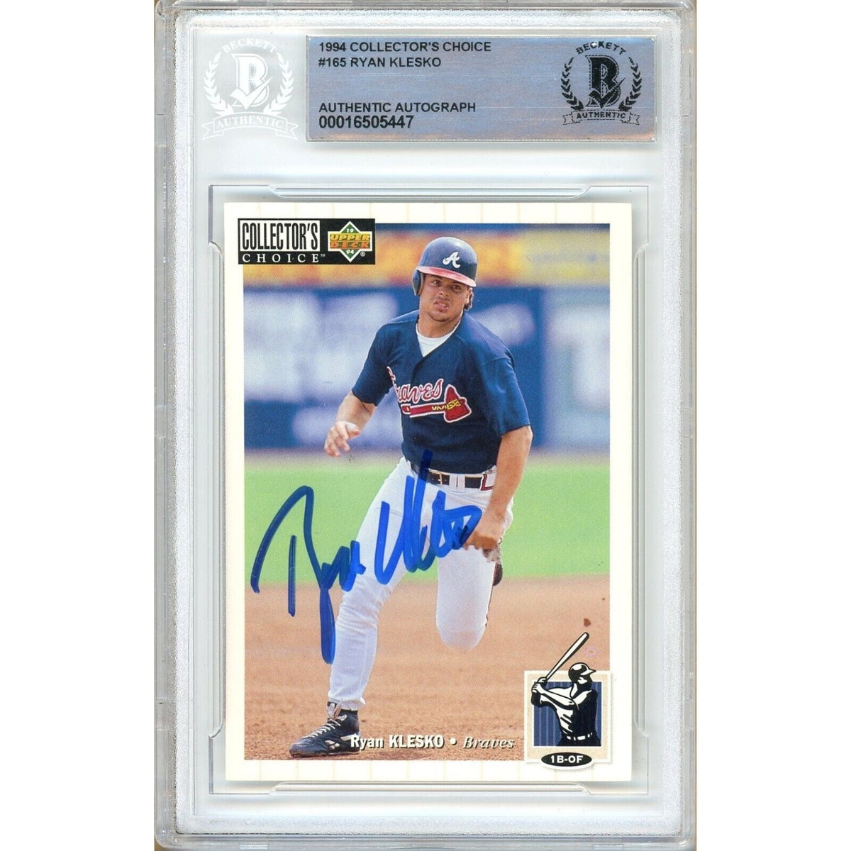 Ryan Klesko Atlanta Braves Signed Autographed Trading Card Beckett BAS