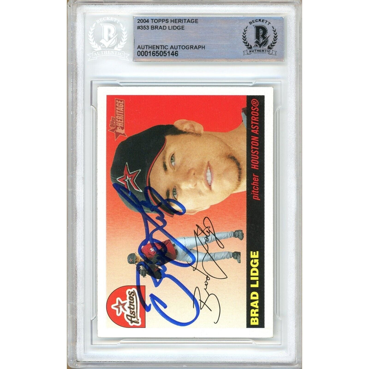Brad Lidge Houston Astros Autographed Signed Trading Card Beckett BAS