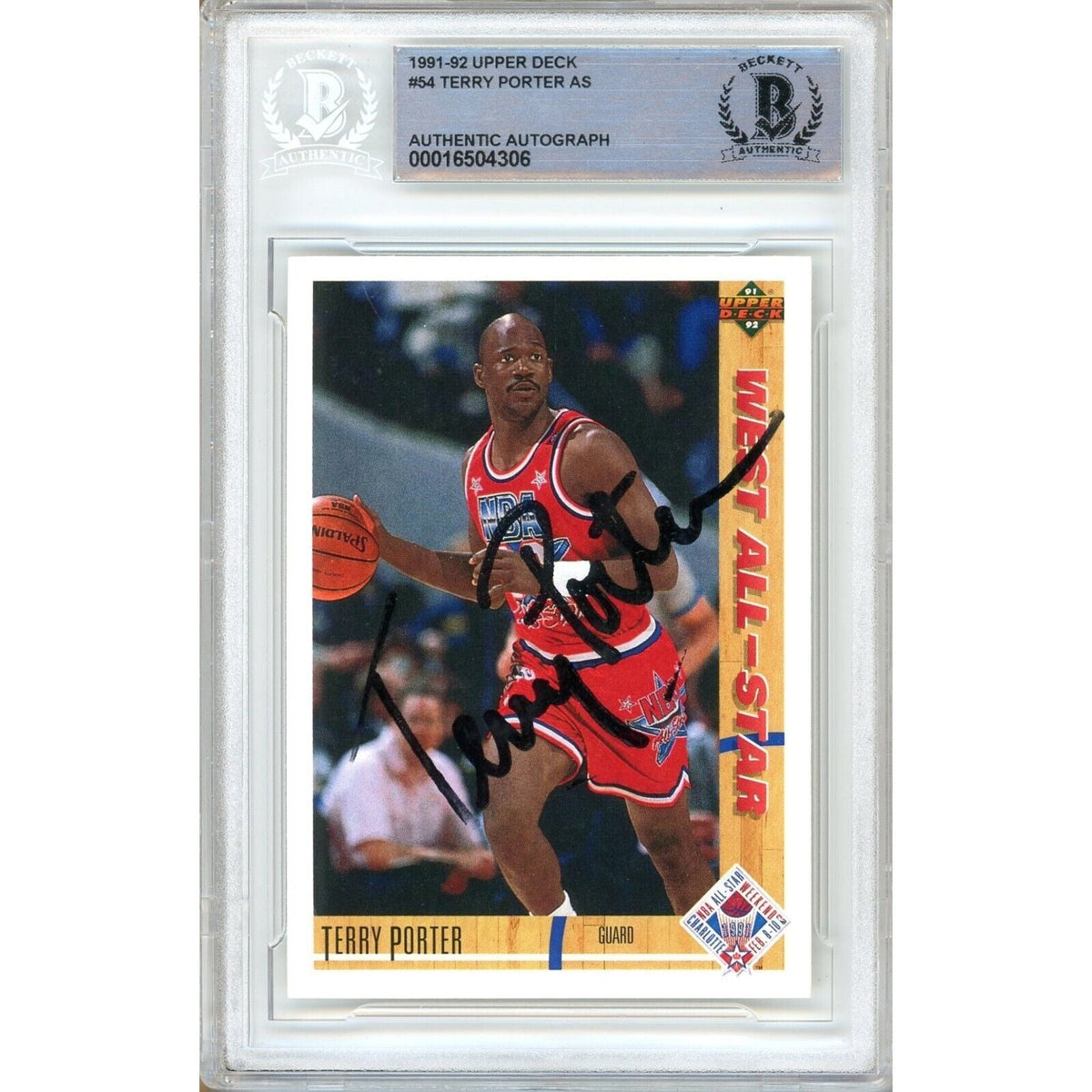 Terry Porter Portland Trail Blazers Autographed Trading Card Beckett BAS