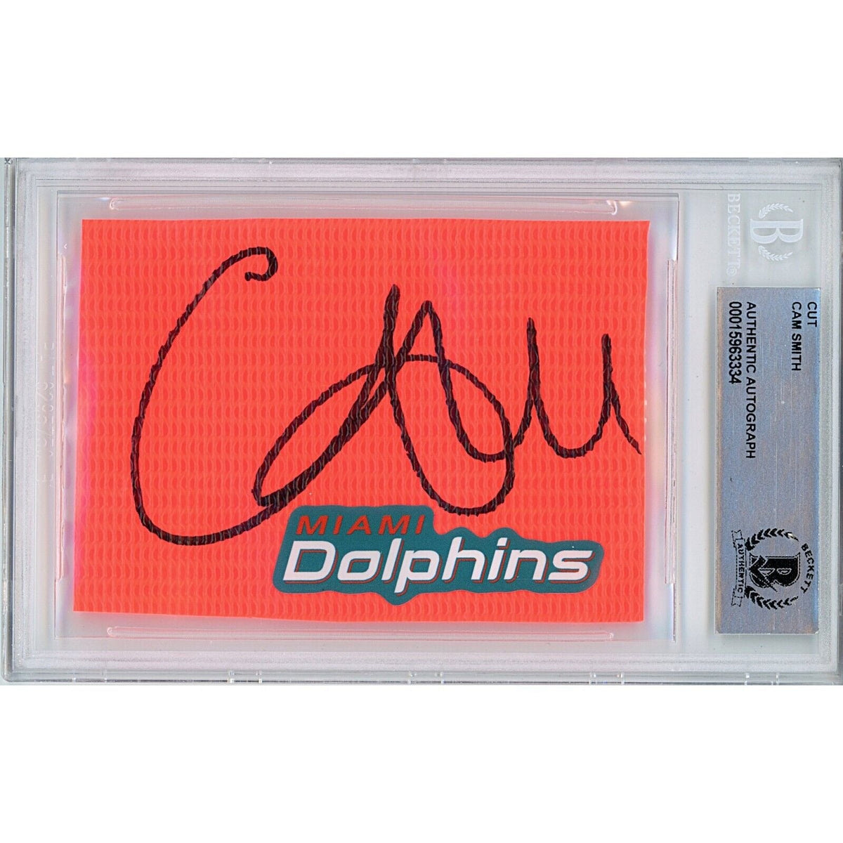 Cam Smith Miami Dolphins Autographed Trading Card Beckett BAS