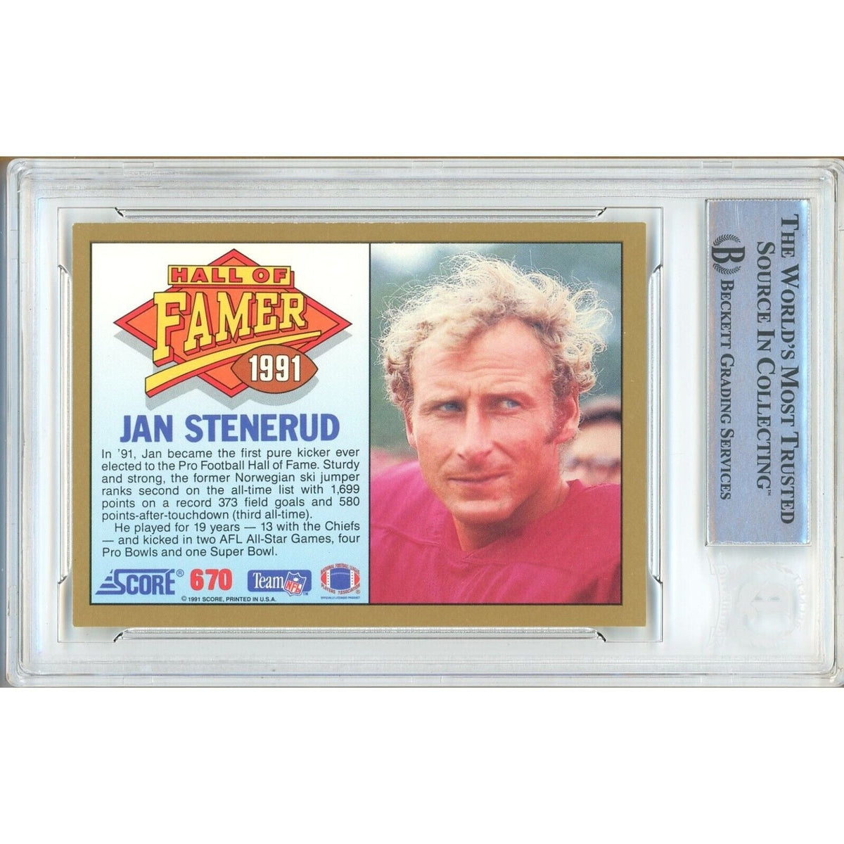 Jan Stenerud Kansas City Chiefs Signed Trading Card Beckett BAS