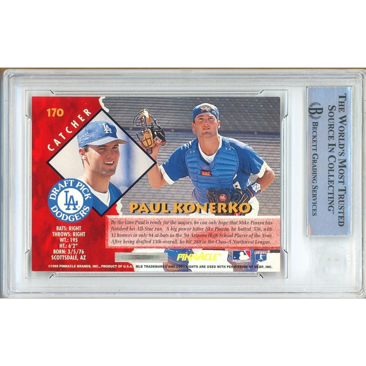 Paul Konerko Los Angeles Dodgers Signed Trading Card Beckett BAS