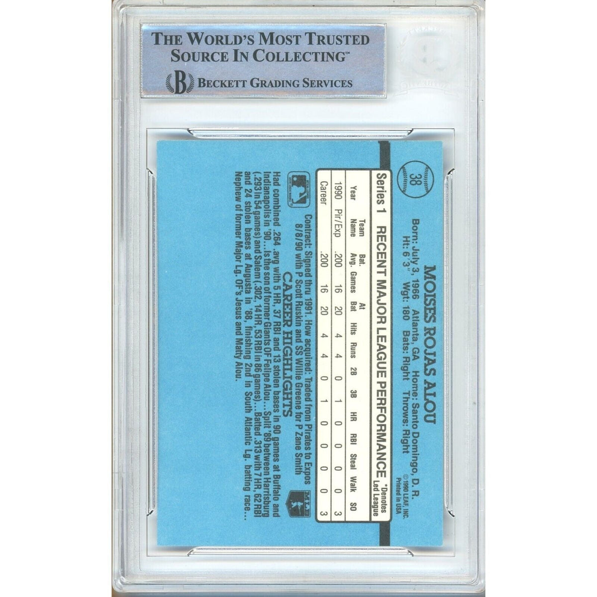Moises Alou Montreal Expos Signed Autograph Trading Card Beckett BAS