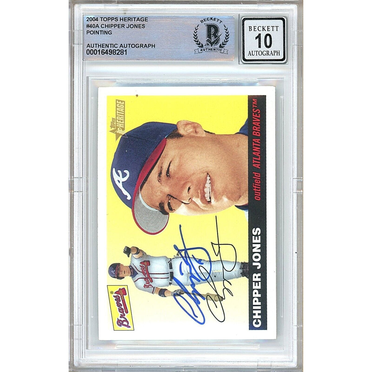 Chipper Jones Atlanta Braves Autographed Signed Trading Card Beckett BGS