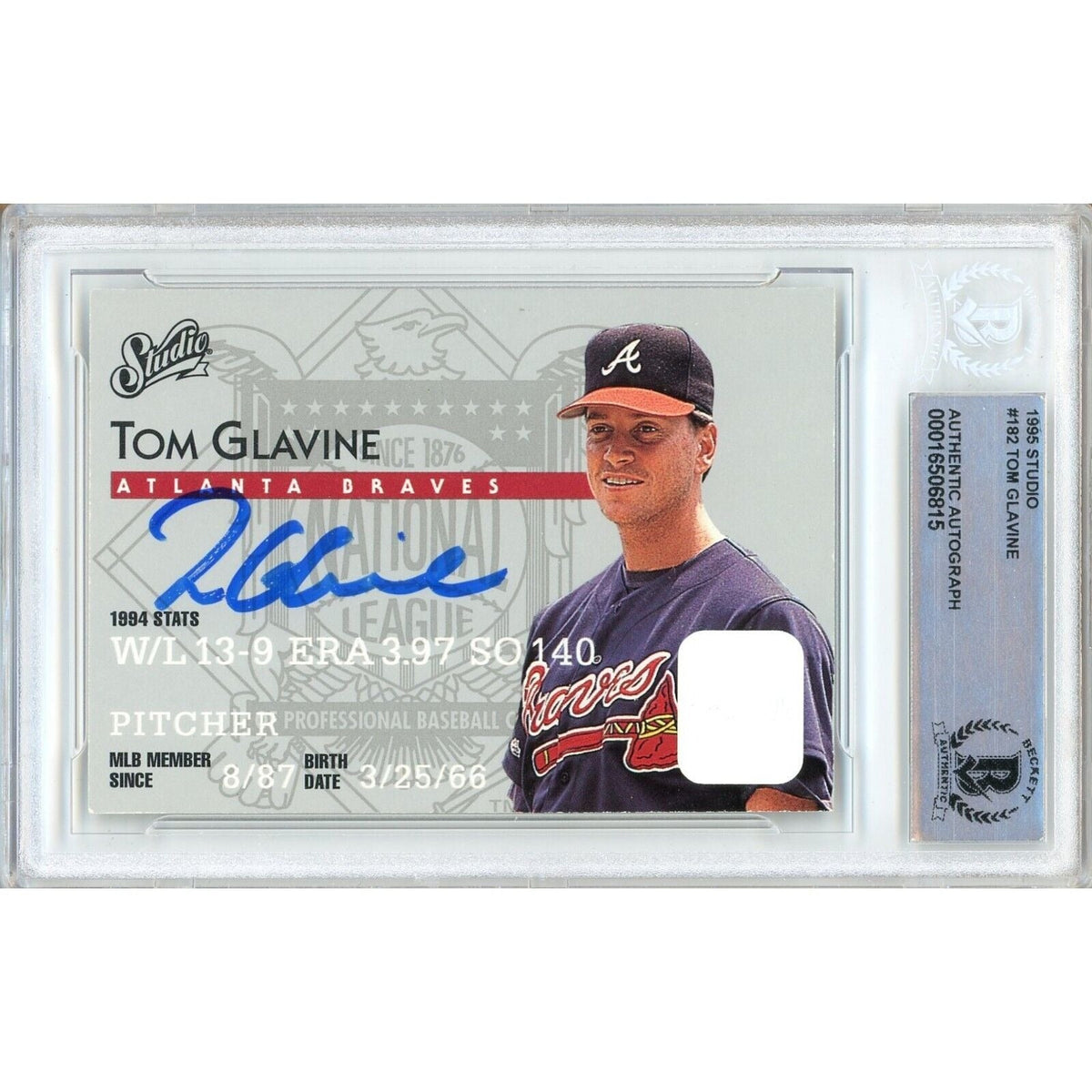Tom Glavine Atlanta Braves Signed Autographed Trading Card Beckett BAS