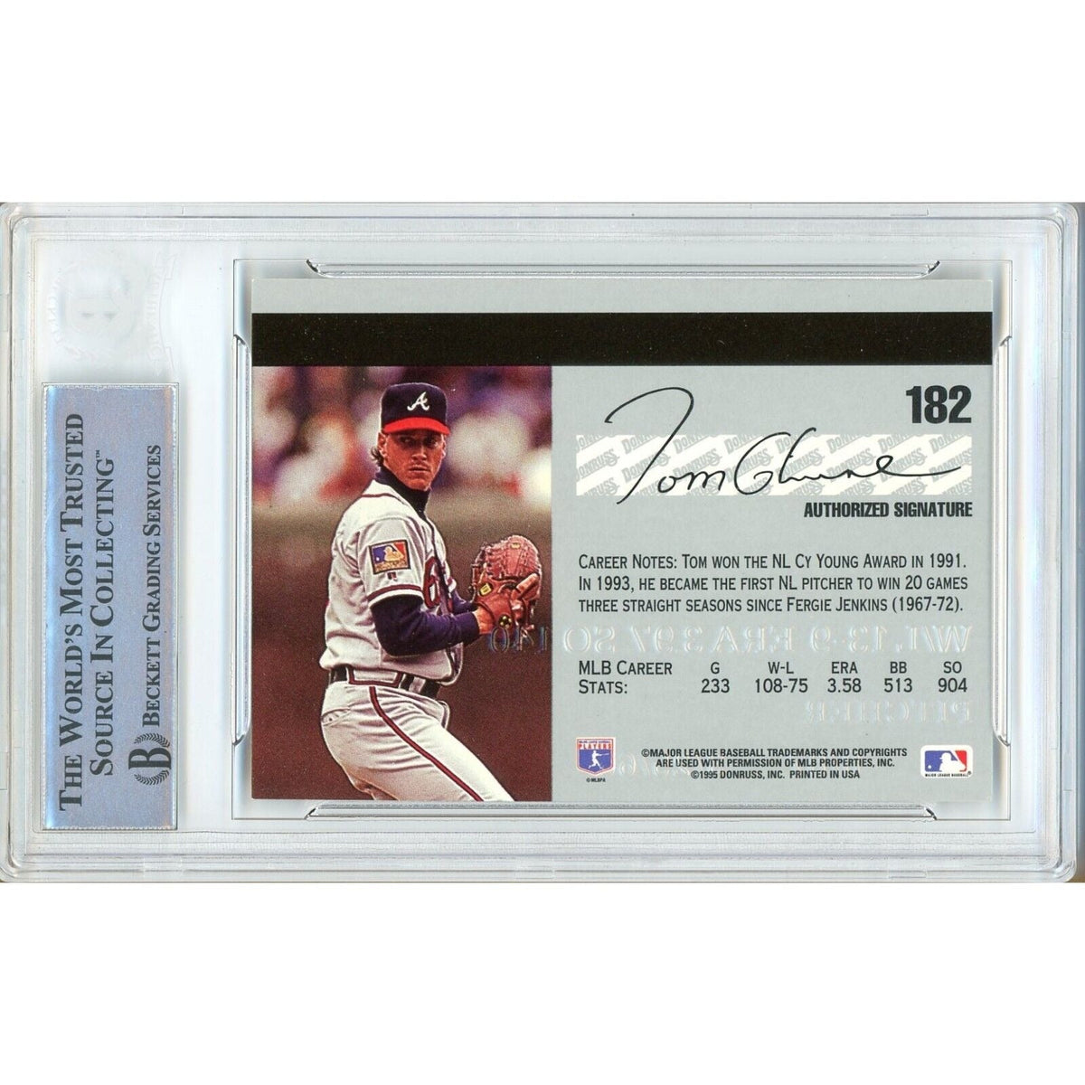 Tom Glavine Atlanta Braves Signed Autograph Trading Card Beckett BAS