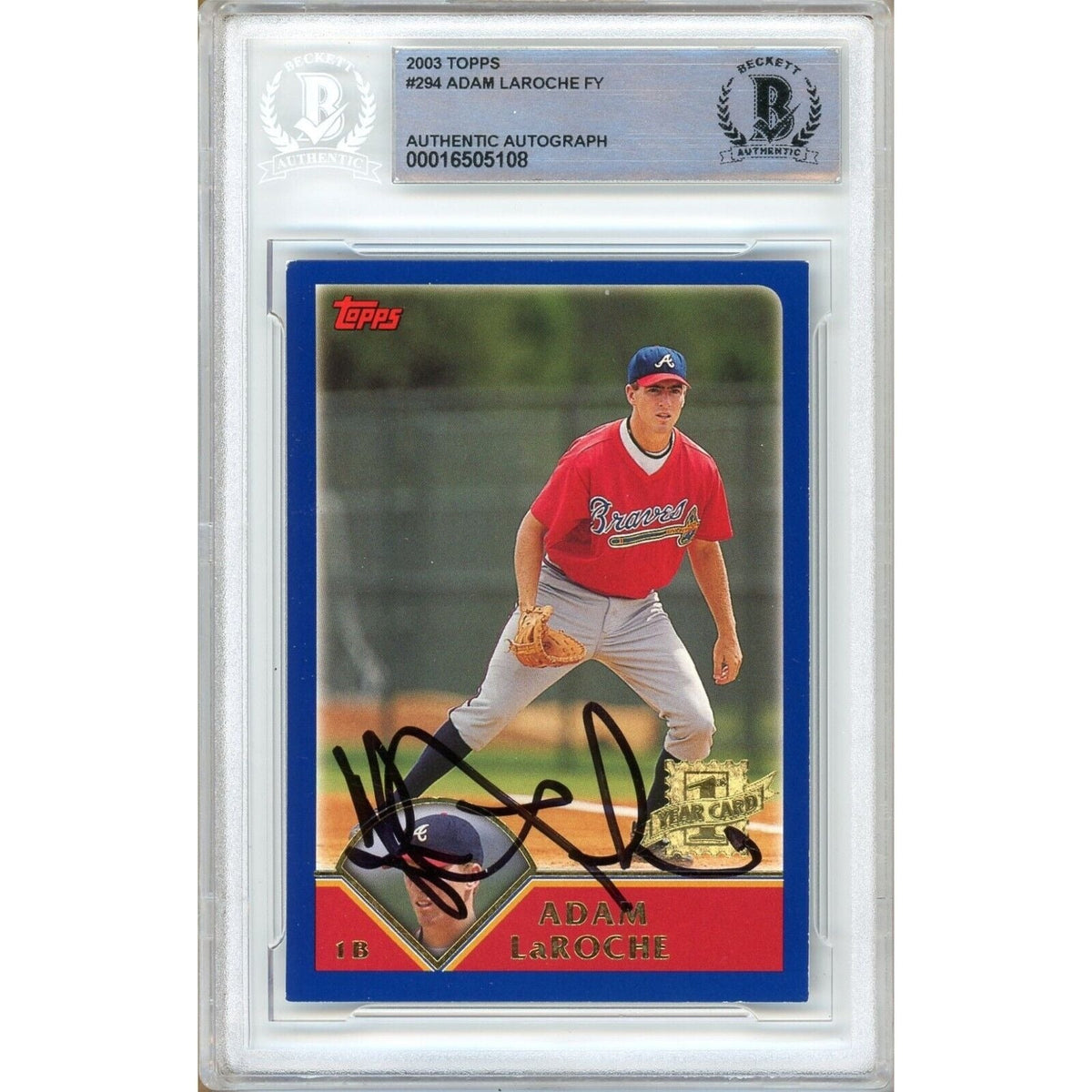 Adam Laroche Atlanta Braves Autographed Trading Card Beckett BAS
