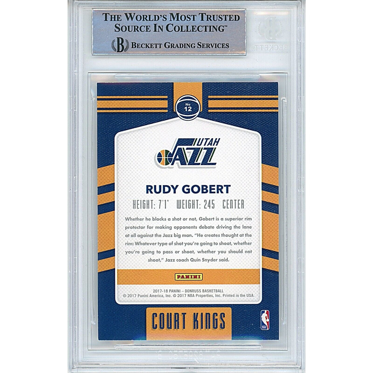 Rudy Gobert Utah Jazz Signed Trading Card Beckett BAS