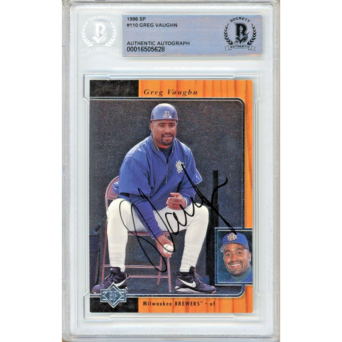 Greg Vaughn Upper Deck Autographed Trading Card Beckett BAS