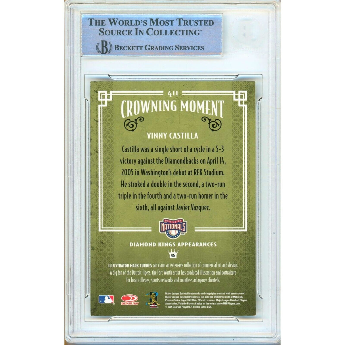 Vinny Castilla Washington Nationals Signed Trading Card Beckett BAS
