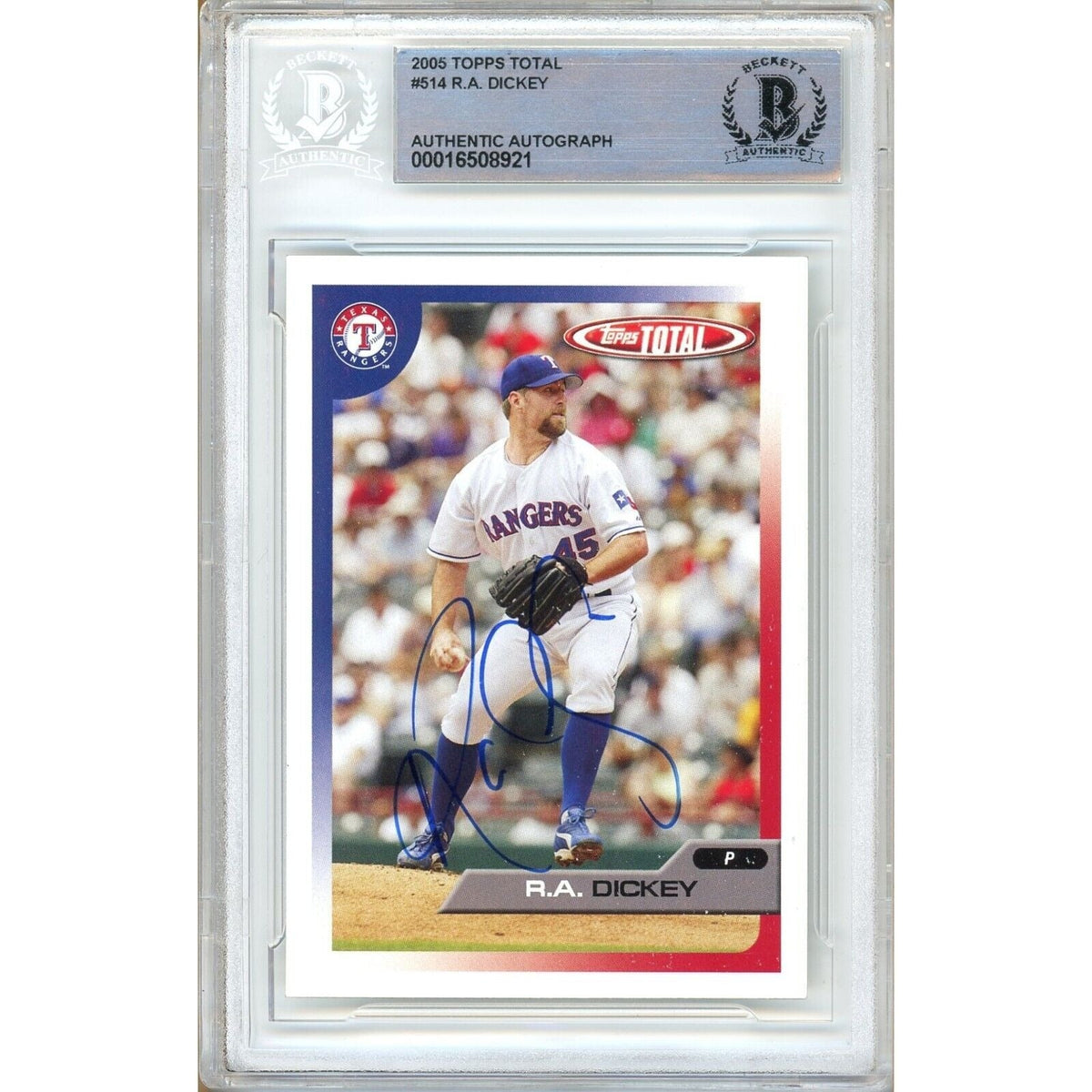 Dickey Texas Rangers Signed Autographed Trading Card Beckett BAS