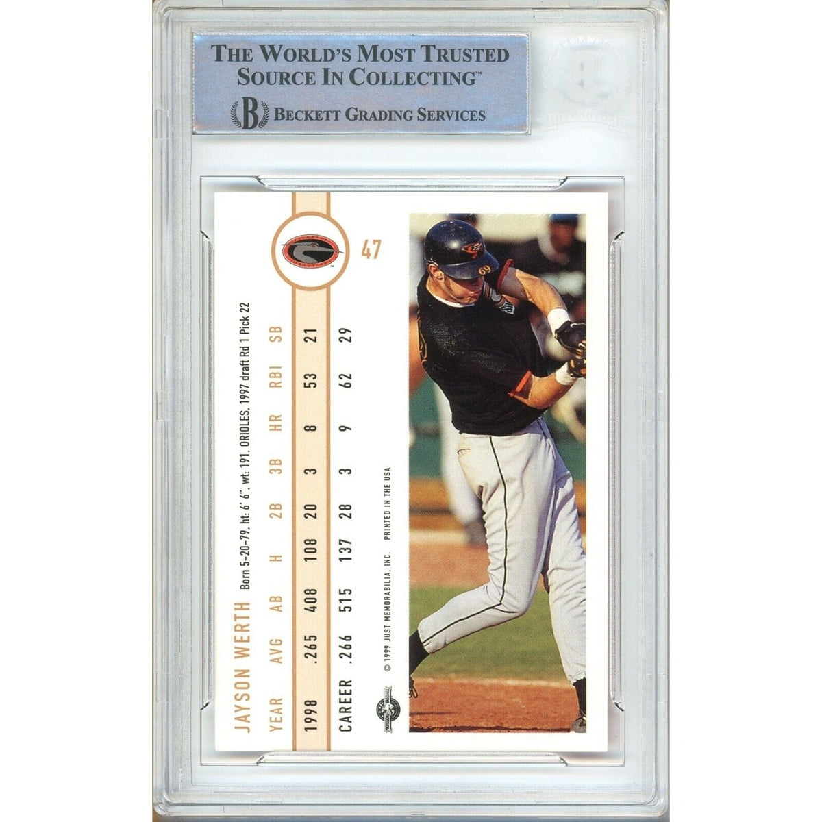 Jayson Werth Just Minors Signed Trading Card Beckett BAS