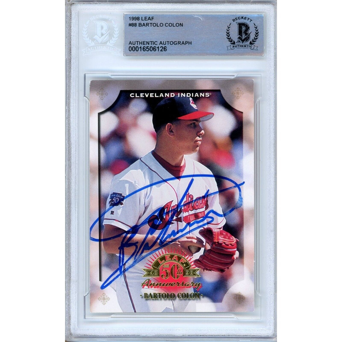 Bartolo Colon Cleveland Indians Autographed Trading Card Beckett BAS