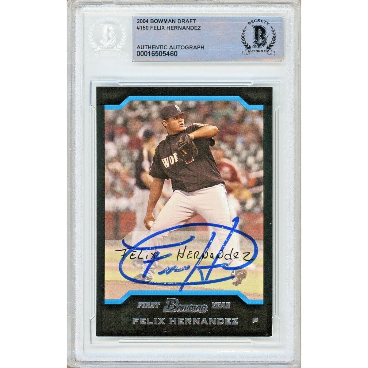 Felix Hernandez Bowman Draft Picks Autographed Trading Card Beckett BAS