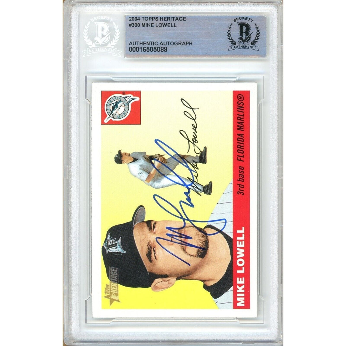 Mike Lowell Miami Marlins Signed Trading Card Beckett BAS
