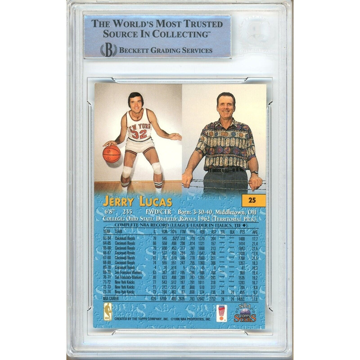 Jerry Lucas New York Knicks Signed Trading Card Beckett BAS