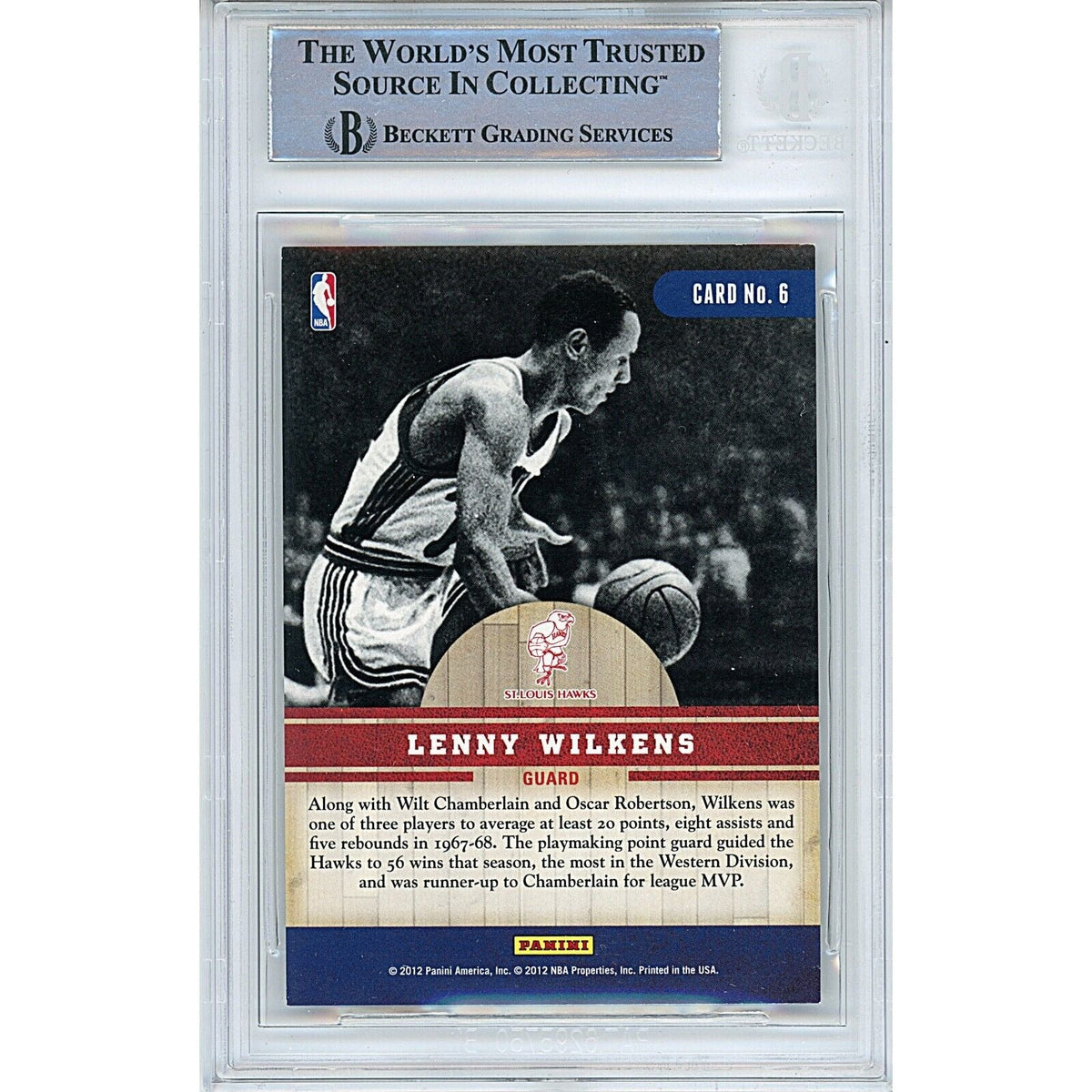 Lenny Wilkens Panini Past Signed Trading Card Beckett BAS