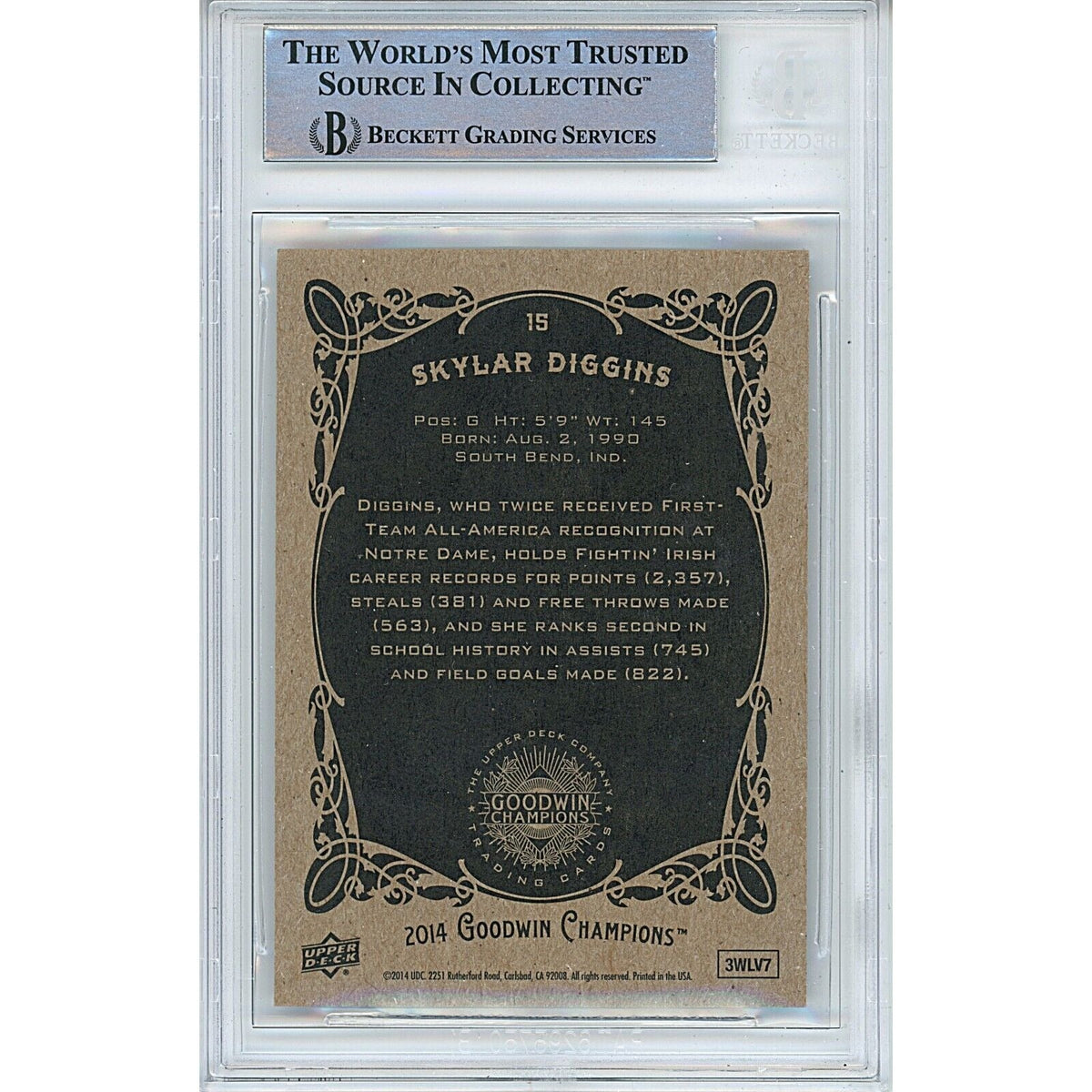 Skylar Diggins Seattle Storm Signed Trading Card Beckett BAS